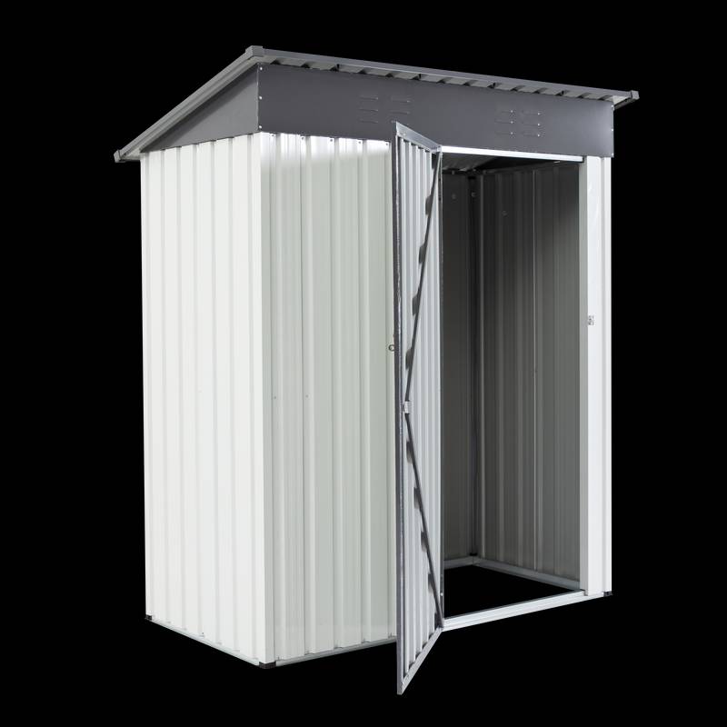 Garden Essentials Metal Storage Shed - Gray & White Rainproof Tool Keeper