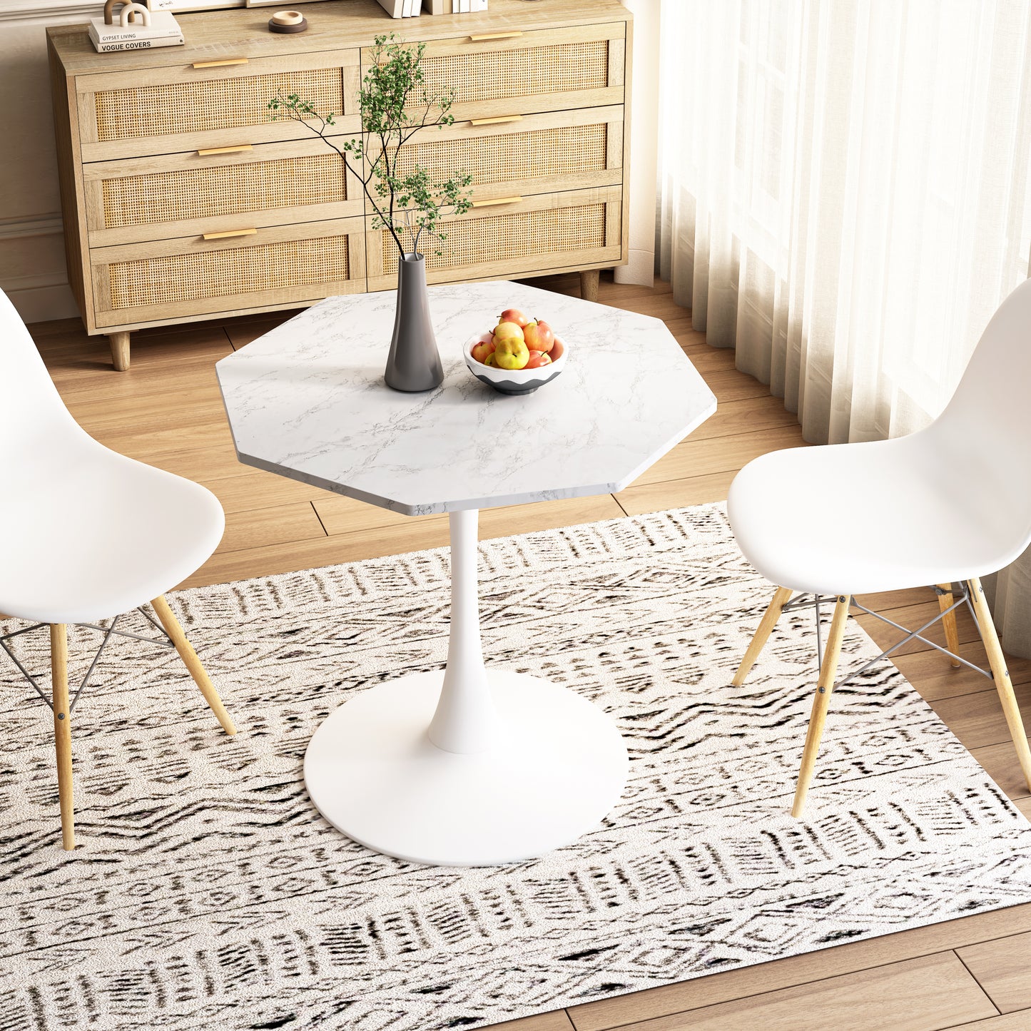 Chic Octagonal Coffee Table with Marble Top