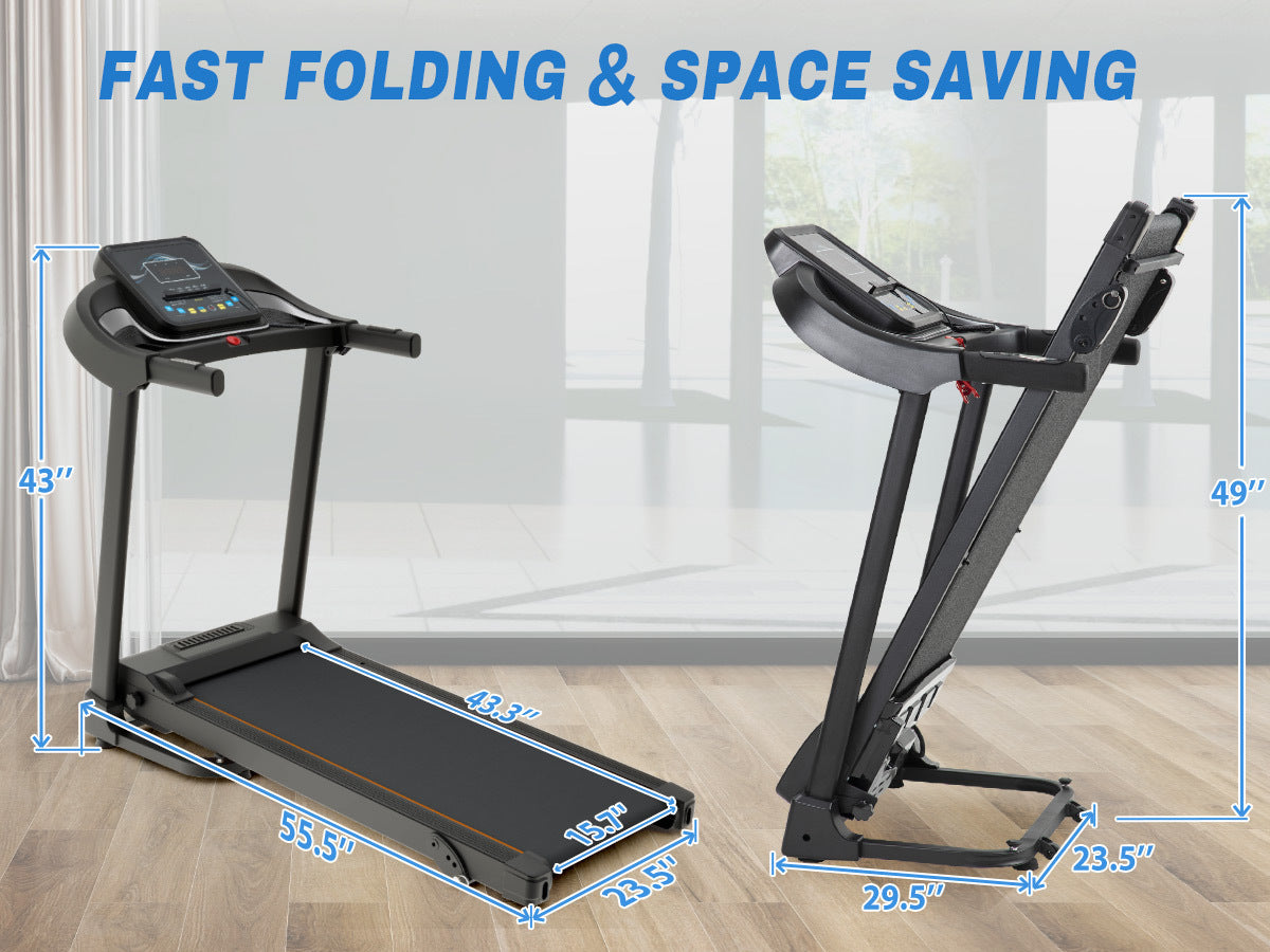 Foldable Fitness Treadmill with Speakers & Adjustable Incline