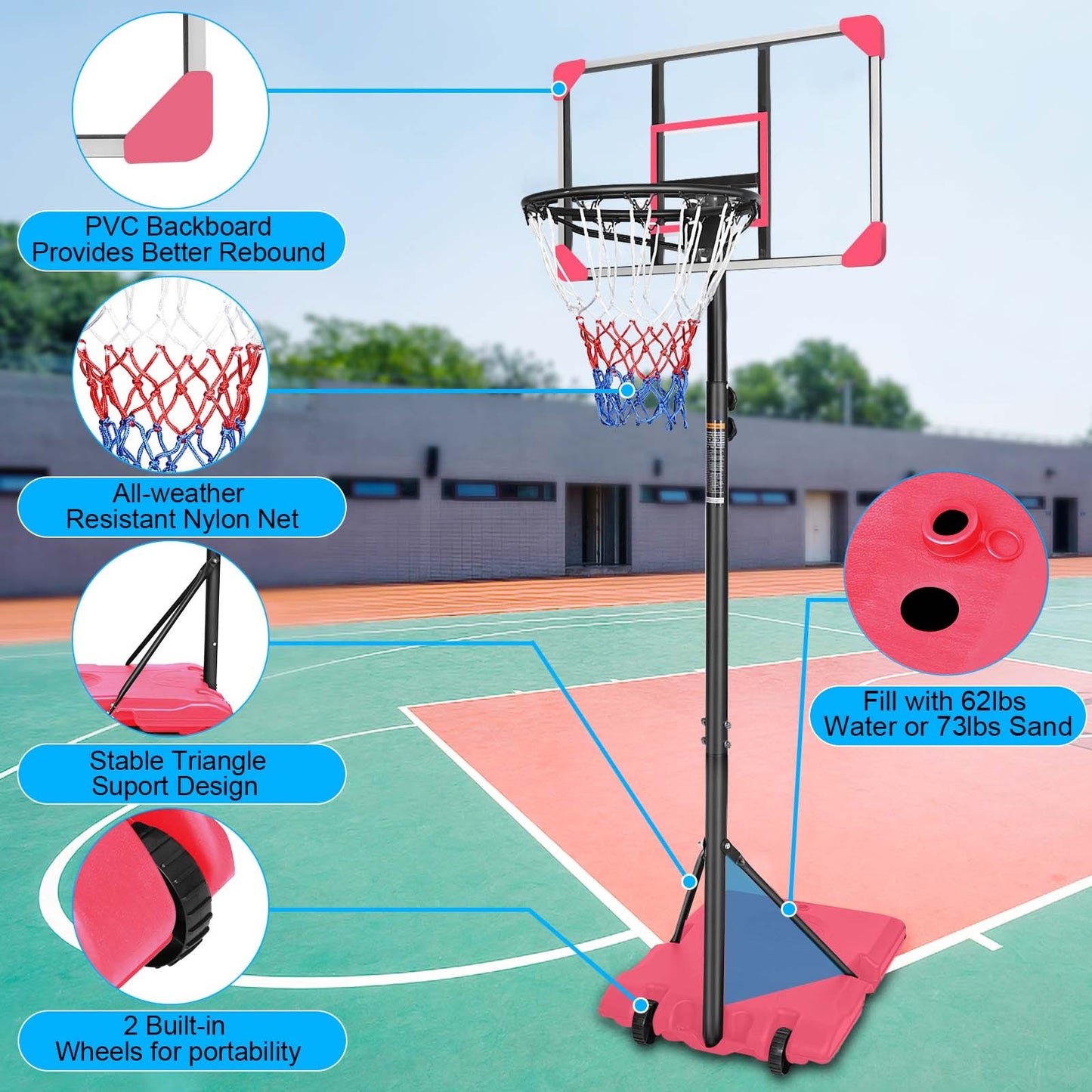 Easy-Set Adjustable Basketball Hoop for Indoor and Outdoor Fun