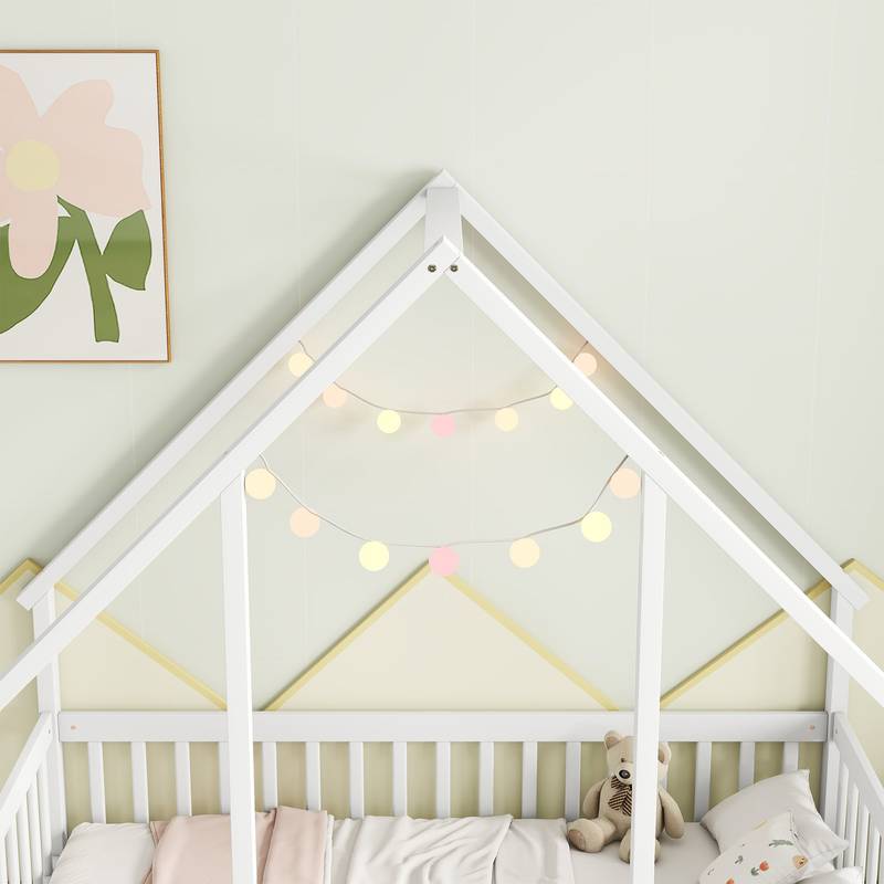 Cozy Twin House Bed with Safety Guardrails