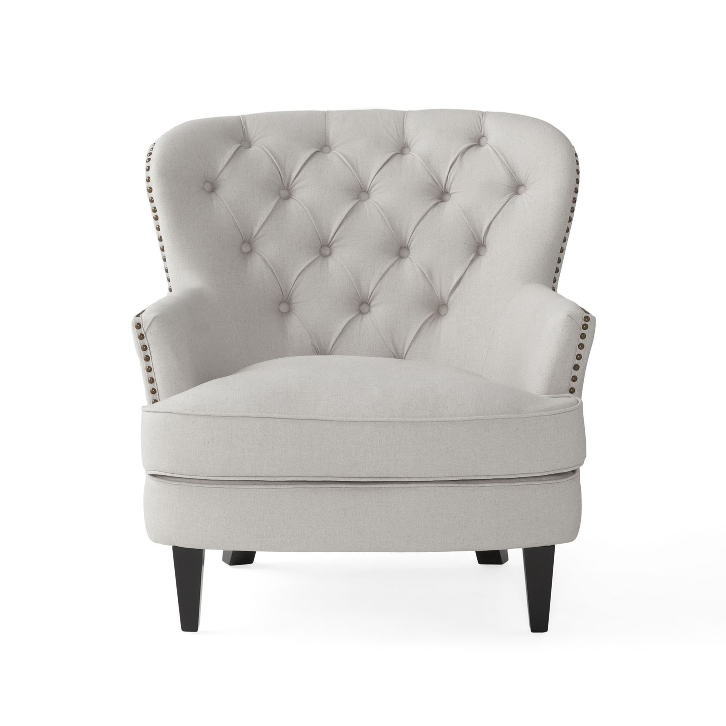 Chic Light Grey Club Chair and Ottoman Set