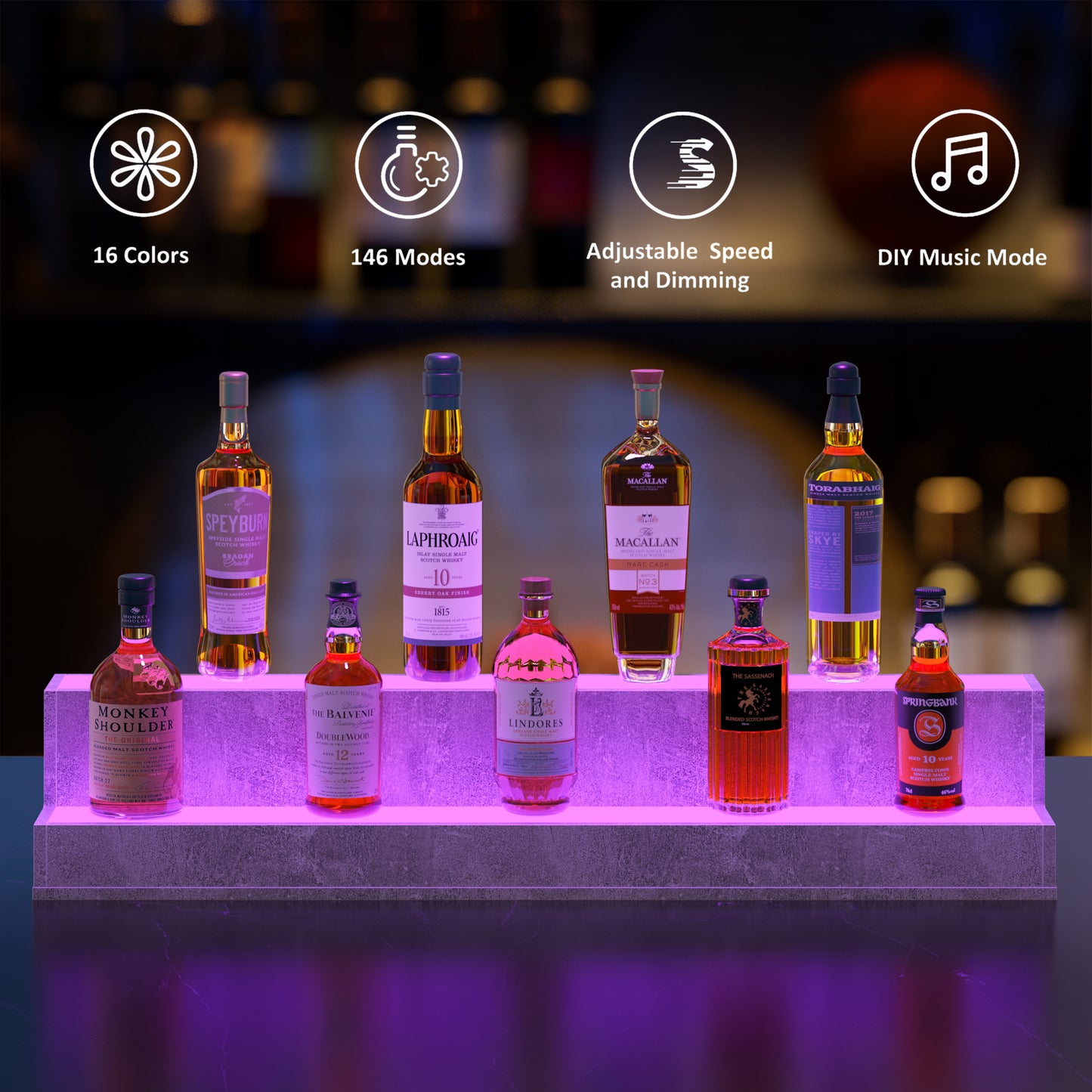 Glow Bar: Illuminated Liquor Bottle Display Shelf