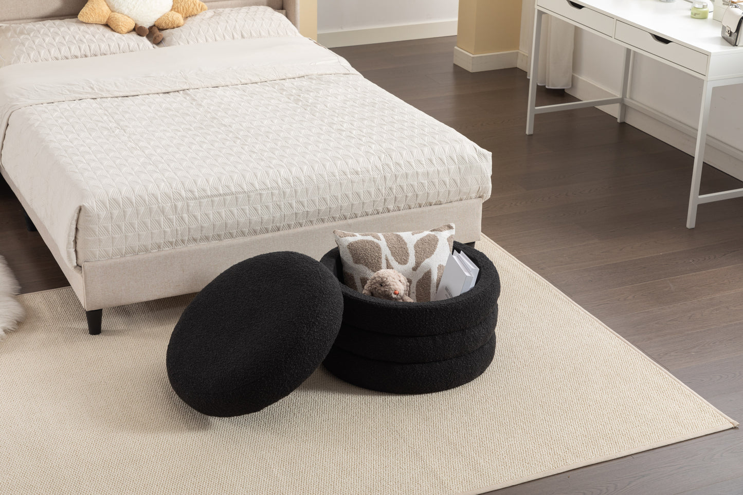 Stylish Black Storage Ottoman