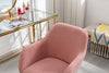 Chic Pink Teddy Swivel Chair with Gold Legs