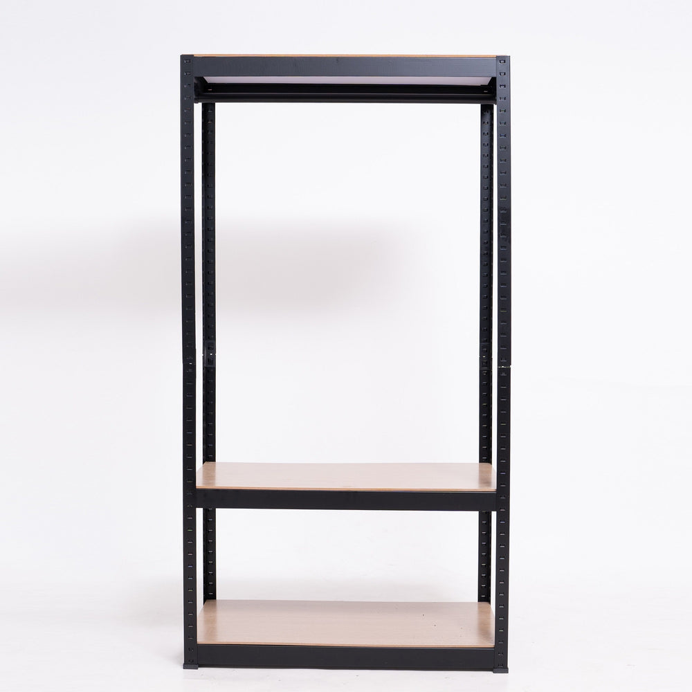 Sturdy Black Portable Clothes Rack with Adjustable Shelves