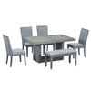 Modern Gray Dining Set with Extendable Table & Cozy Bench