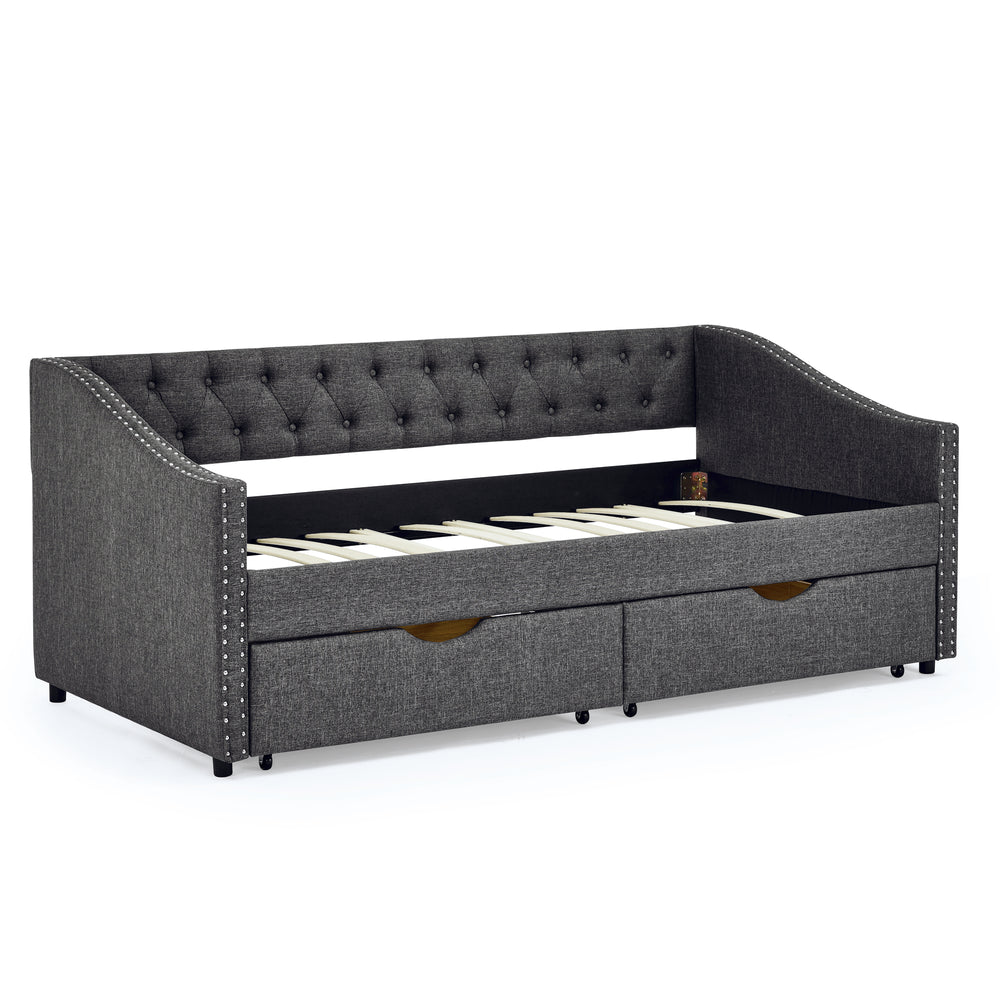 Chic Twin Daybed with Storage Drawers