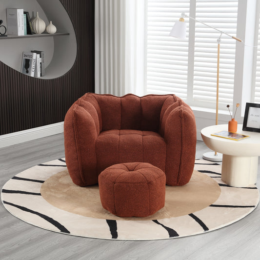 Cozy Foam Bean Bag Lounge Chair with Footstool