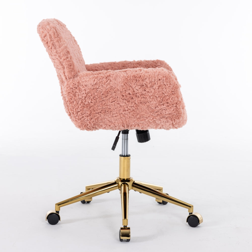 Chic Pink Office Chair with Golden Base