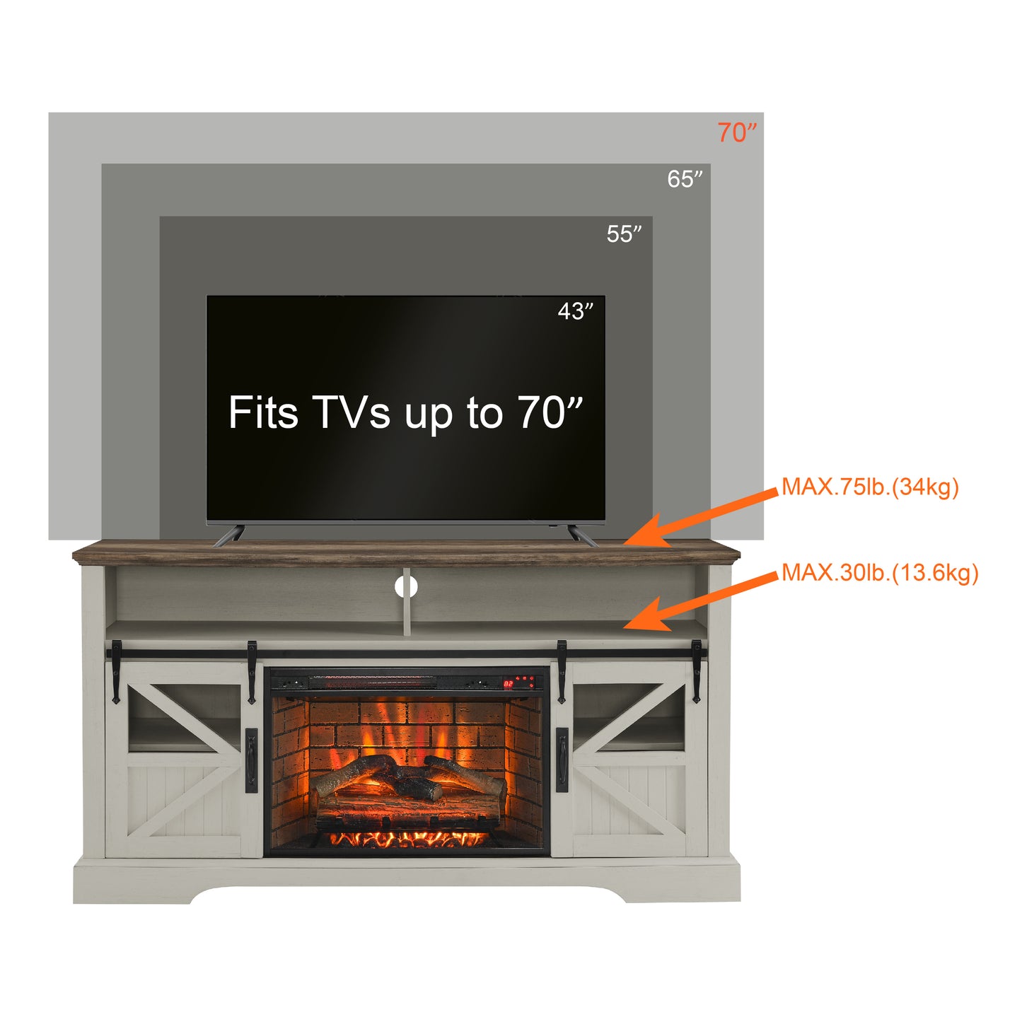 Cozy Touch Electric Fireplace TV Stand - Jasmine White