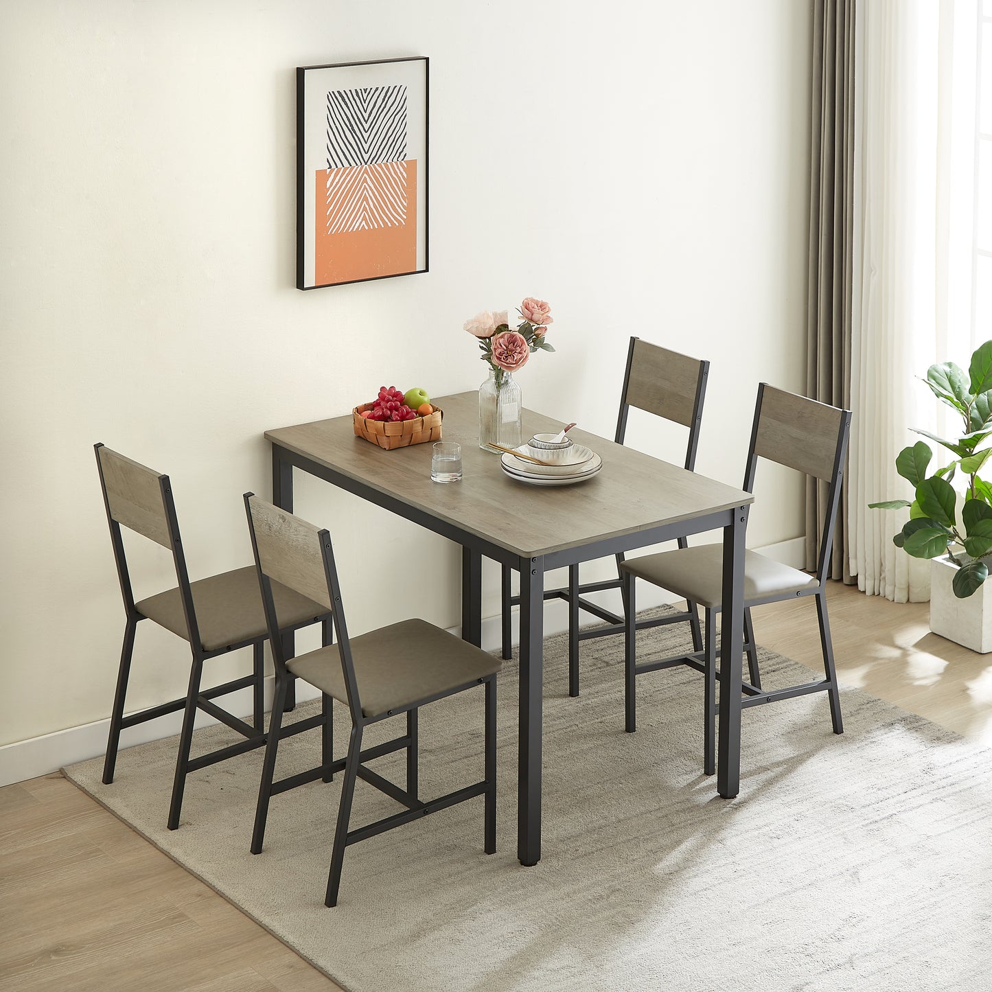 Cozy Grey Dining Set for Five