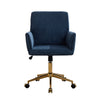 Chic Blue Corduroy Office Chair with Gold Base