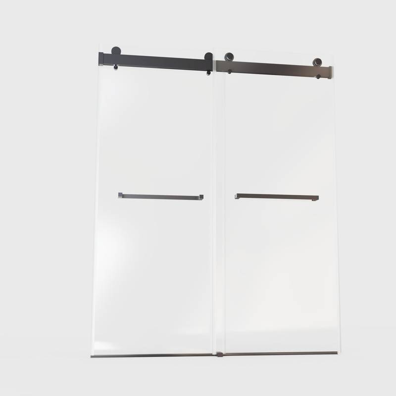 Matte Black Frameless Soft-Close Double Sliding Shower Door