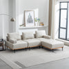 Cozy L-Shaped Sectional Sofa with Ottoman - Plush Beige Comfort for Your Living Room