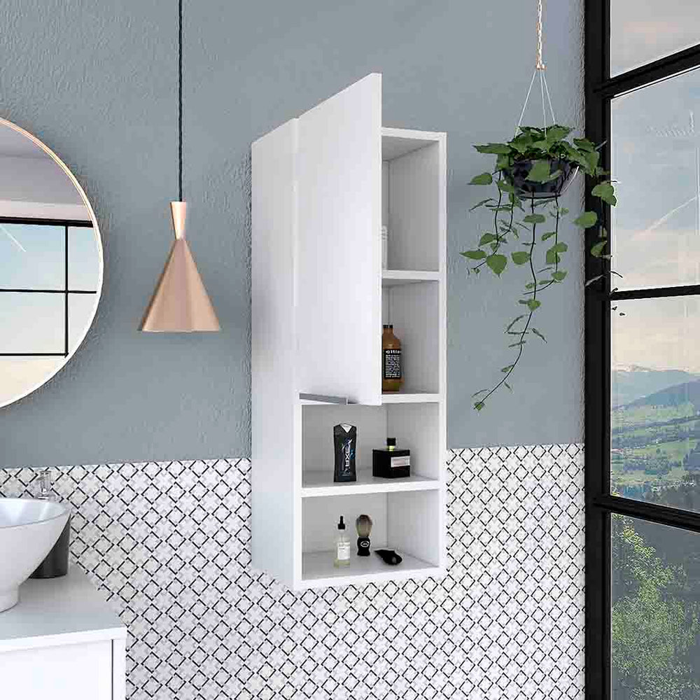 Hazelton White Medicine Cabinet with Open Shelves