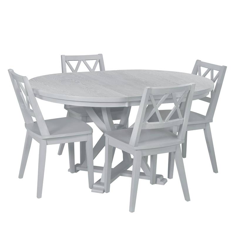 Chic Extendable Round Dining Set with Cross Back Chairs