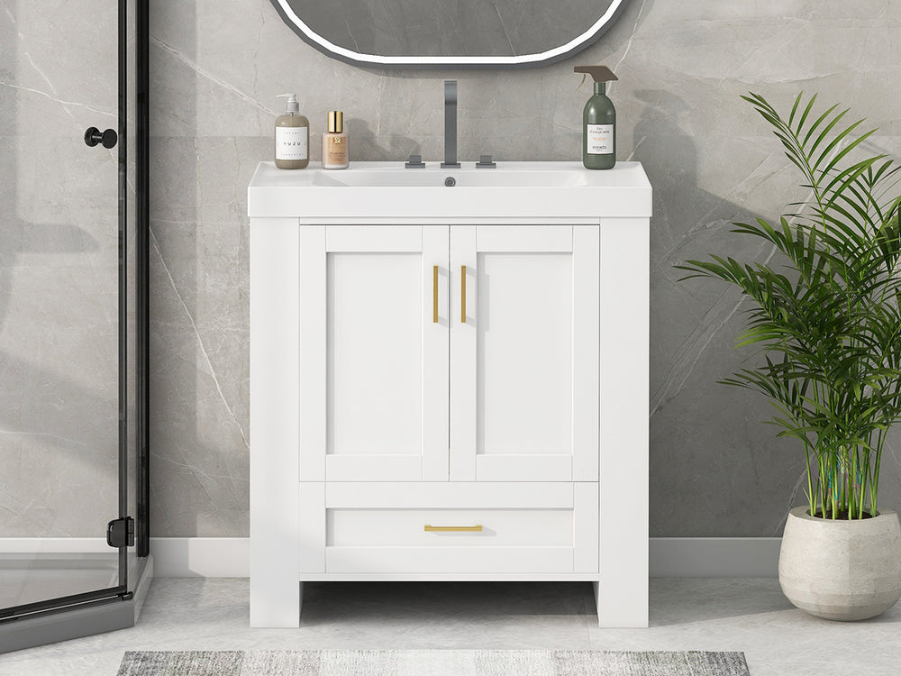 Sleek Modern Double-Shelf Bathroom Vanity with Sink