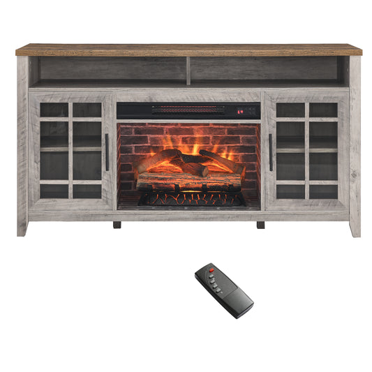 Cozy Gray Media Stand with Electric Fireplace