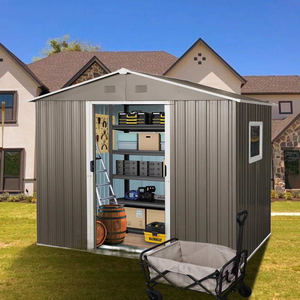 Spacious Grey Outdoor Storage Shed with Window