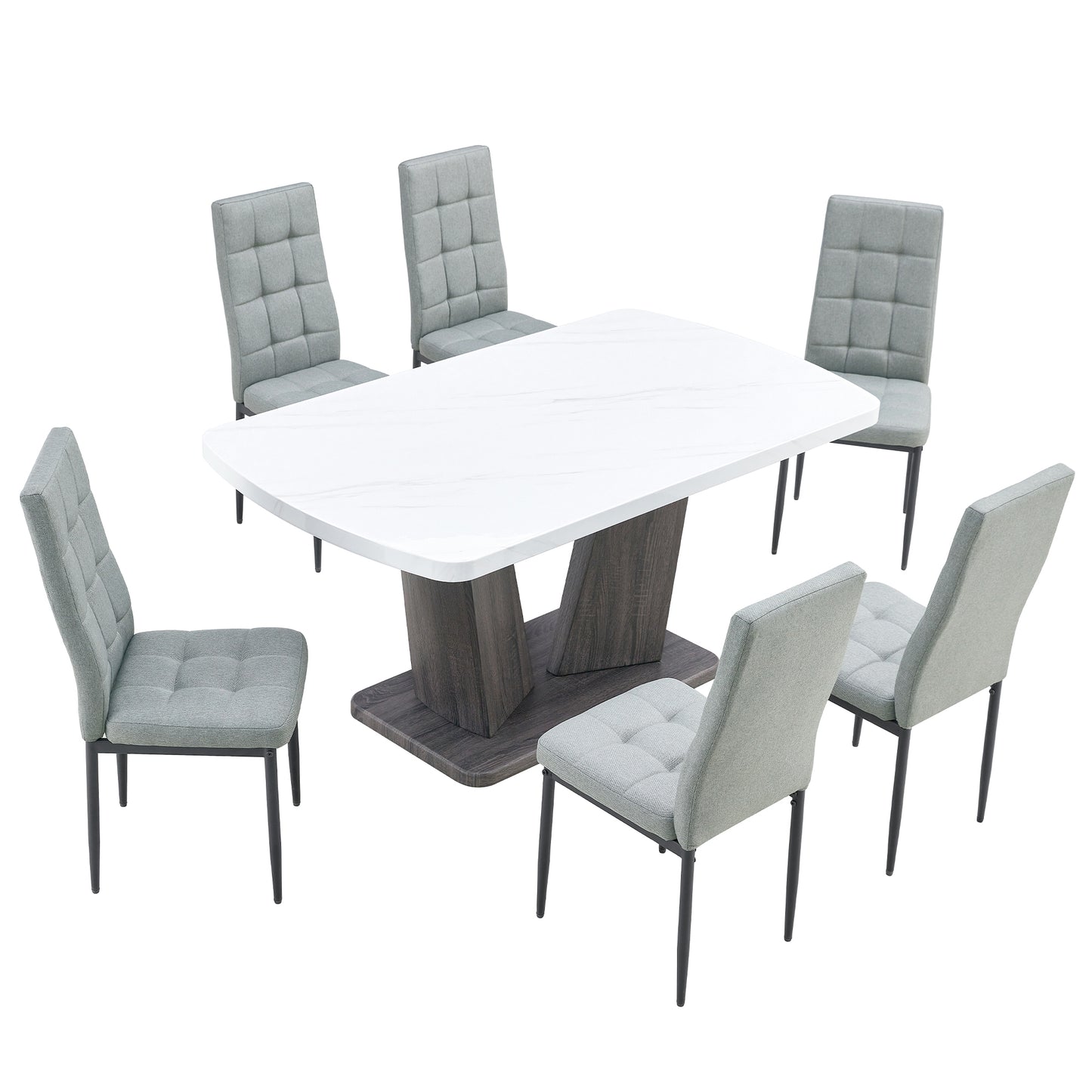 Chic Marble Dining Set for Six