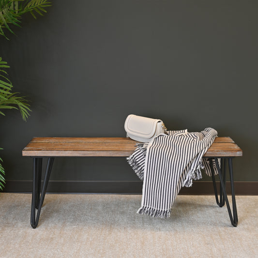 Rustic Dark Pine Dining Bench