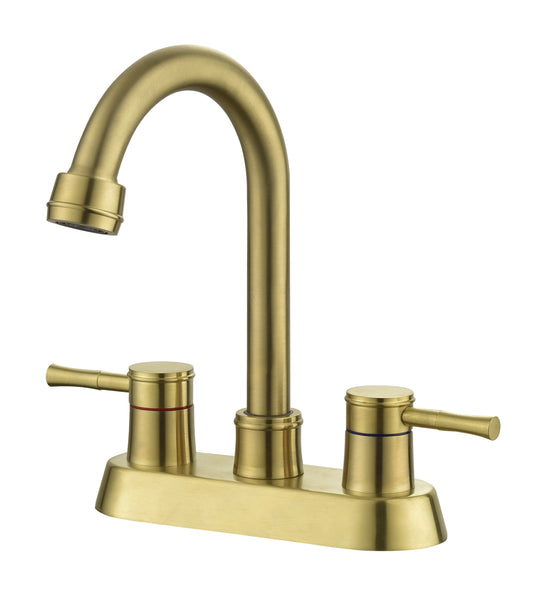 Chic Brushed Gold Dual-Handle Bathroom Faucet with Swivel Spout and Drain