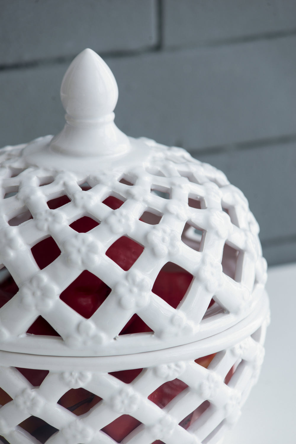 Chic Lattice Ceramic Storage Jar