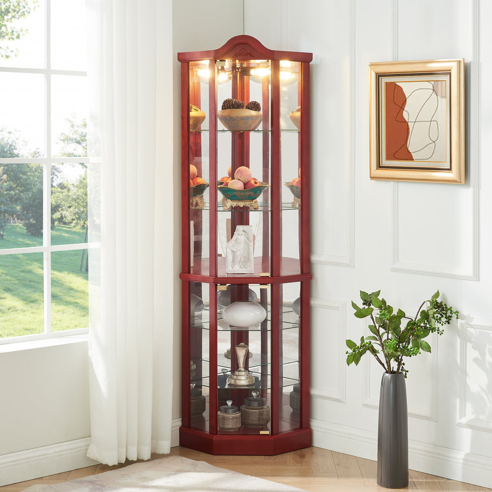 Charming Light-Up Corner Curio Cabinet