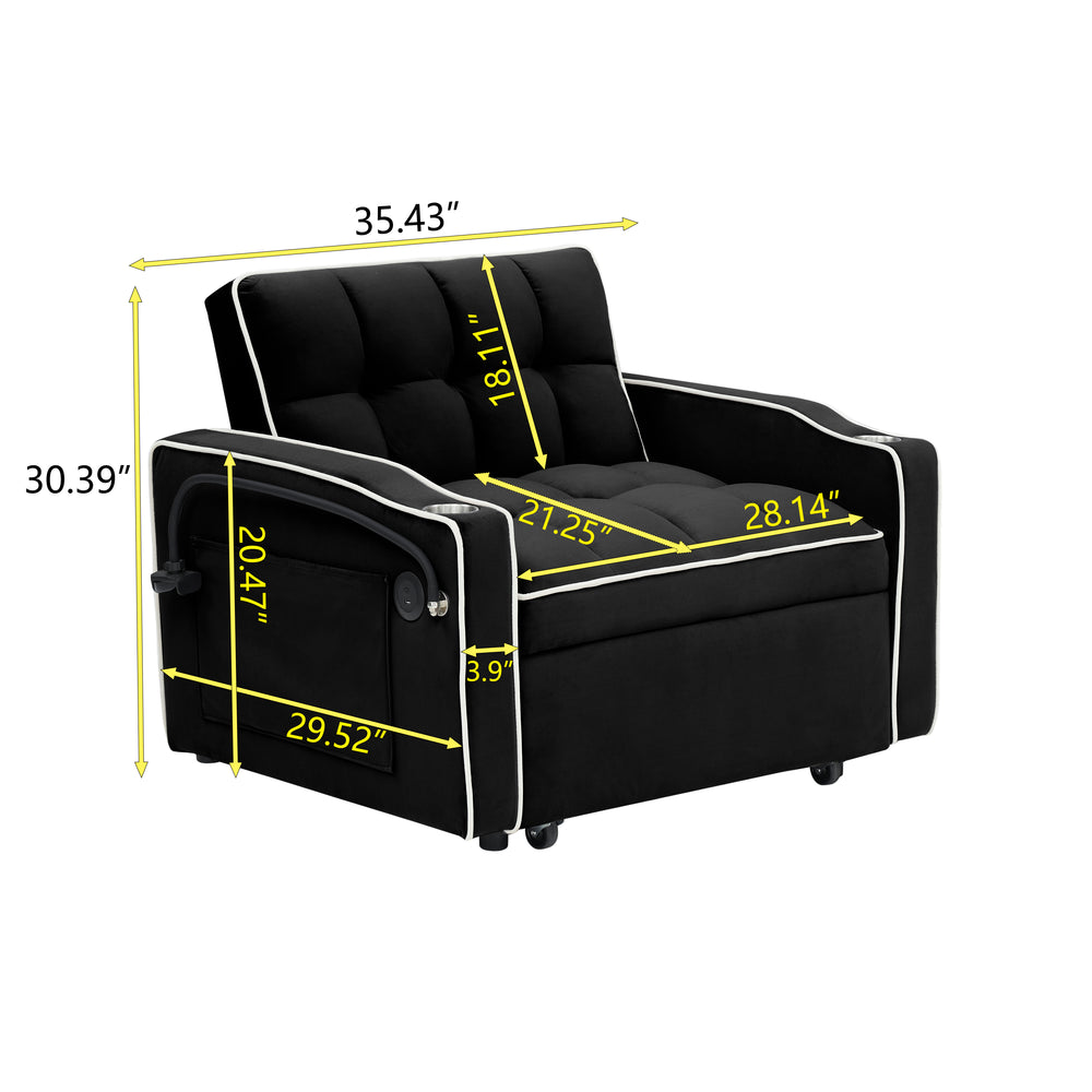 The Ultimate Velvet Sofa Bed: Stylish, Transformable Comfort with USB and Swivel Stand