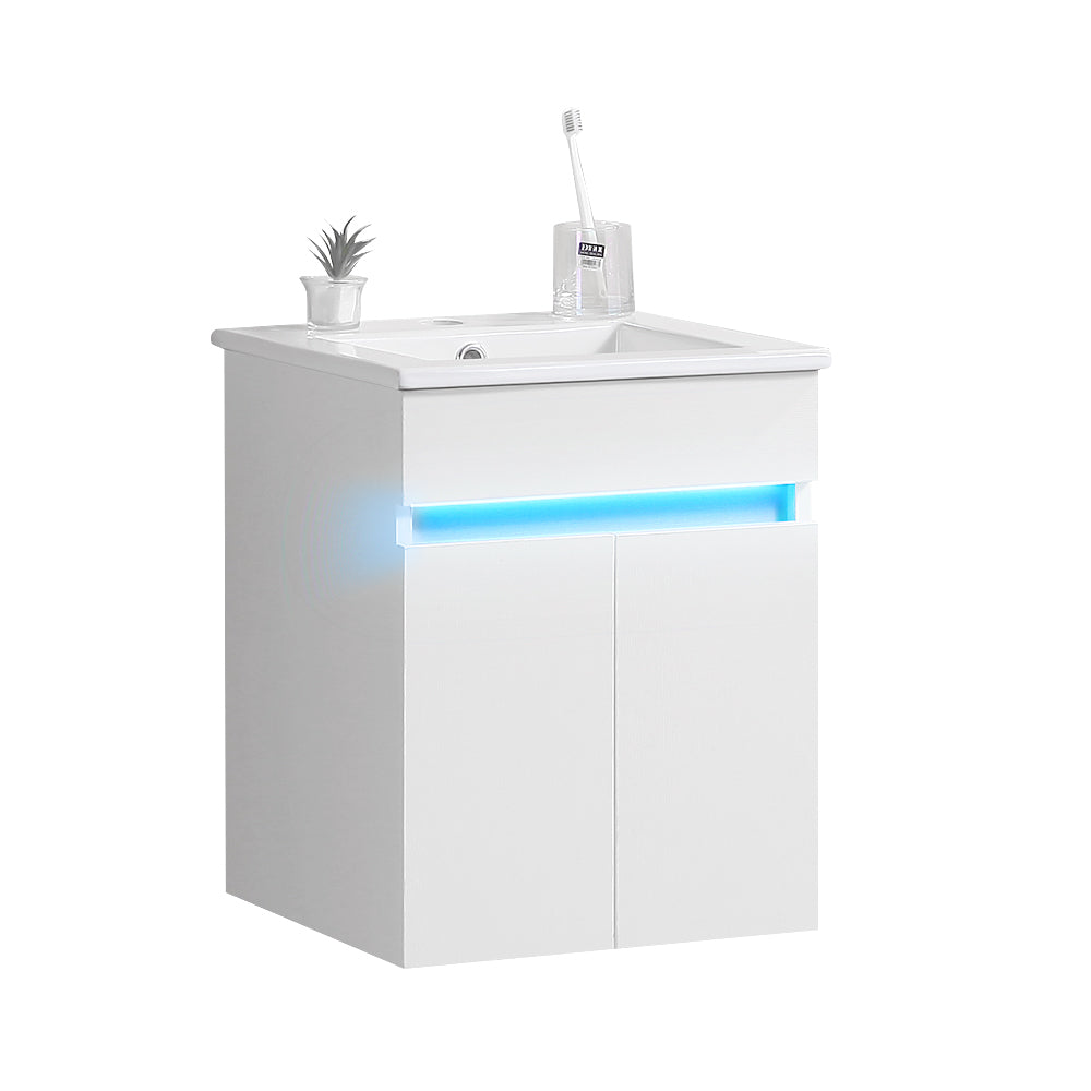 Sleek Wall-Mounted Bathroom Vanity with Sensor Light