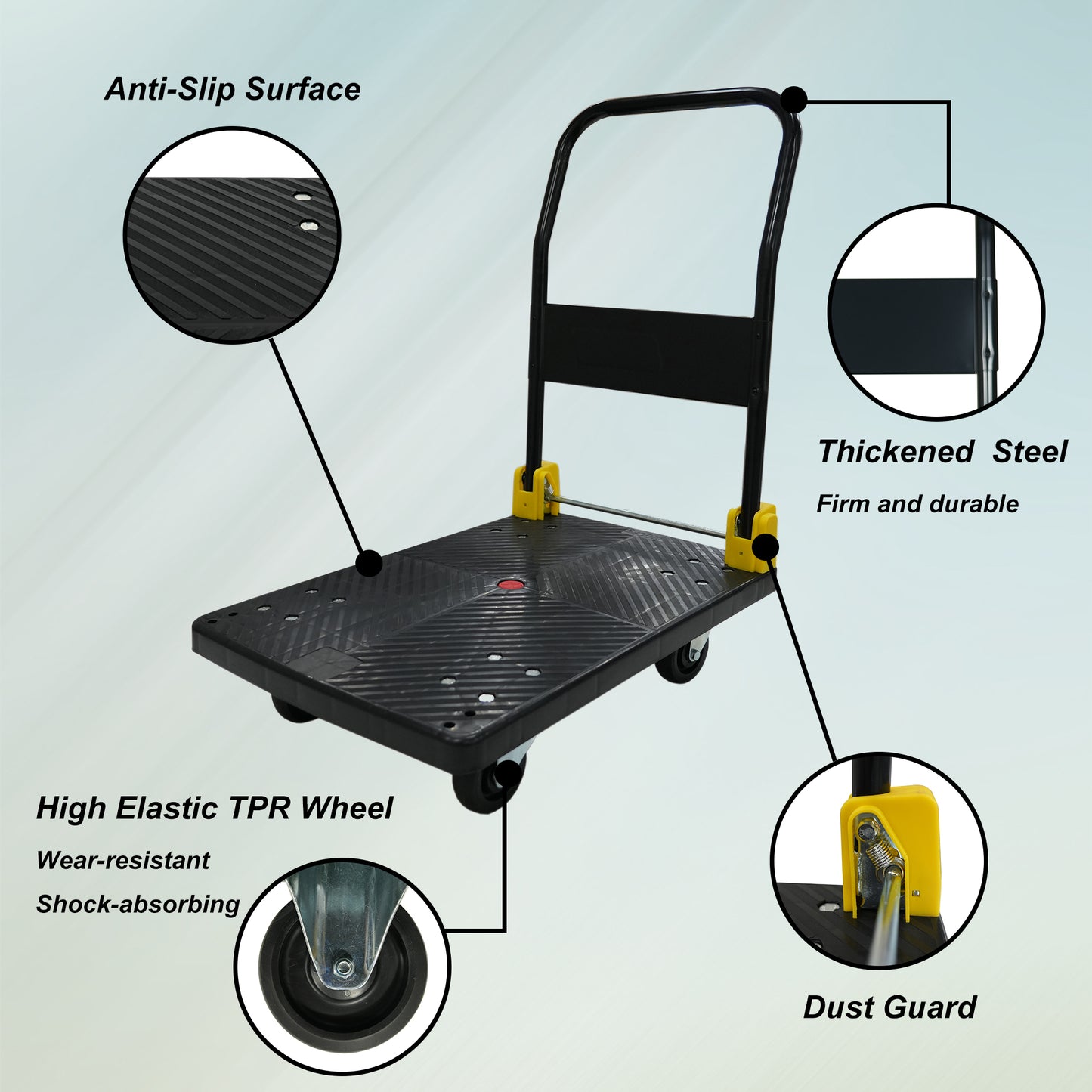 Foldable Heavy-Duty Hand Truck with Swivel Brakes