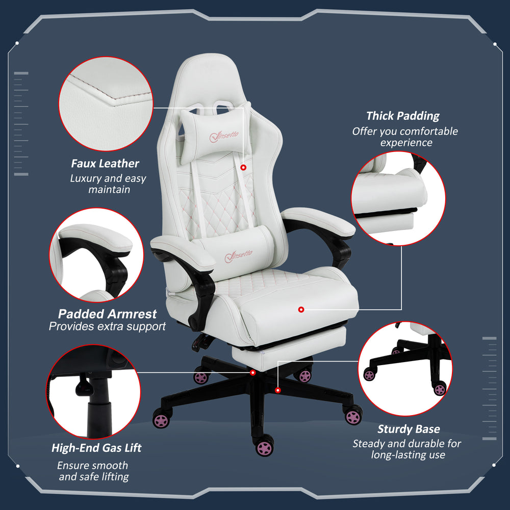 Chic Pink & White Gaming Chair for Ultimate Comfort