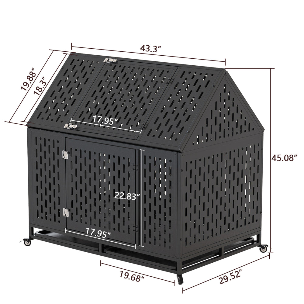 Ultimate Indestructible Dog Crate with Roof & Lockable Wheels