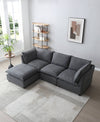 Cozy Corner Sofa Set with Ottoman - Modern L-Shaped Design in Stylish Grey