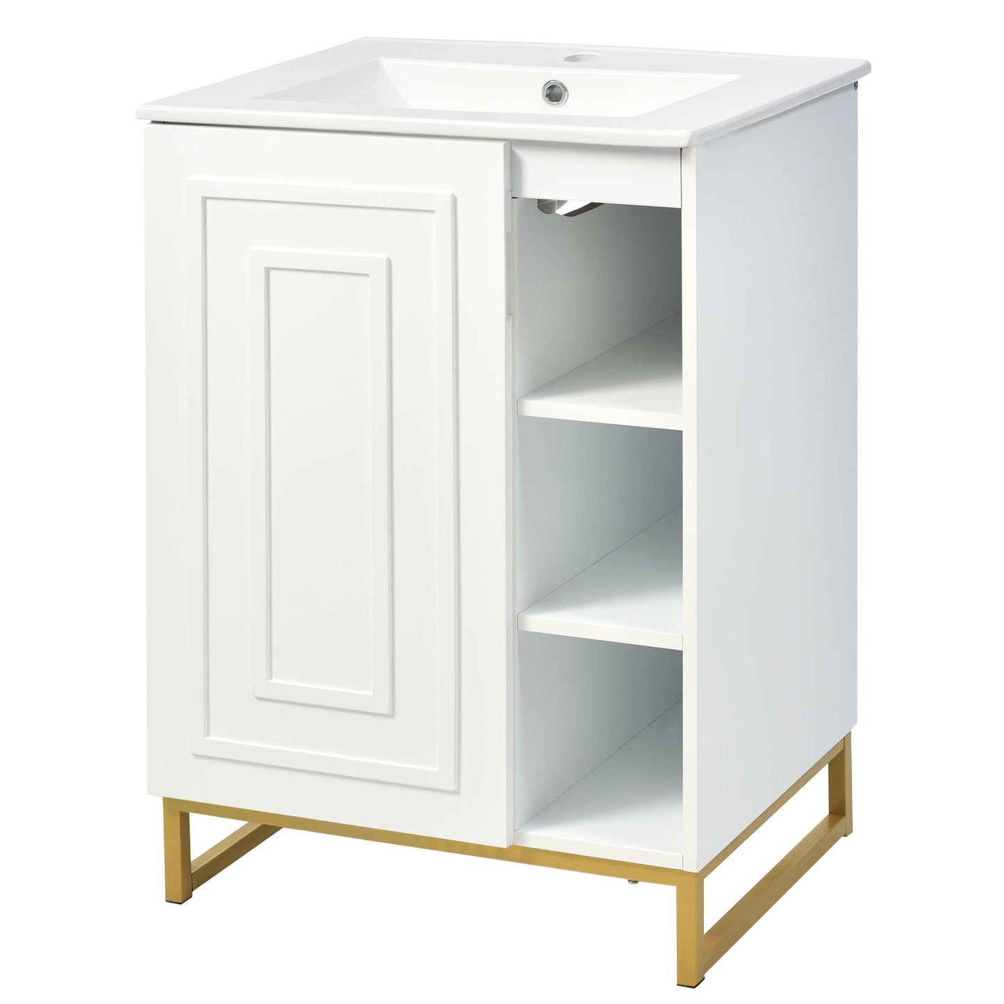 Chic White Bathroom Vanity with Gold Legs