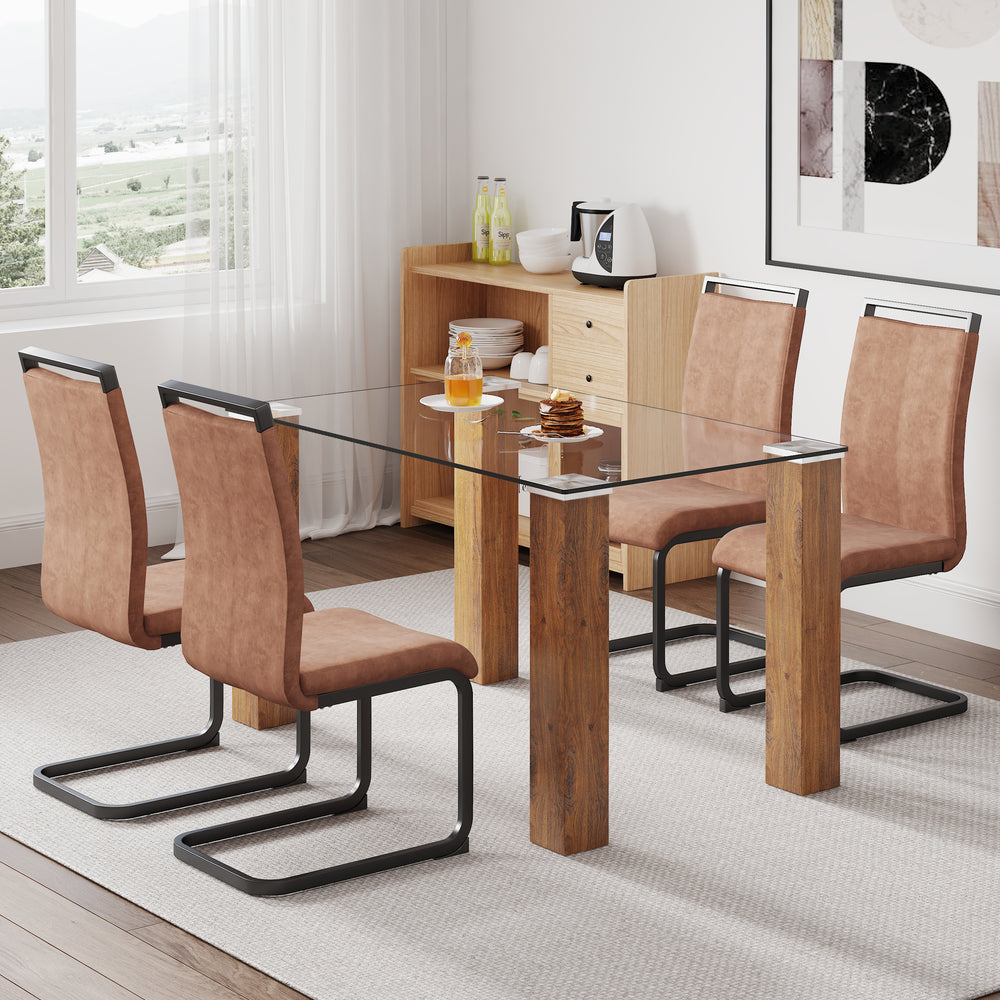 Chic Glass & Wood Dining Set