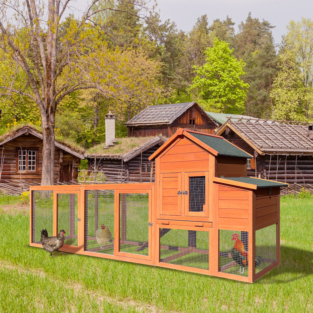 Cozy Coop Haven: Spacious Wooden Hen House with Nest Box and Wire Enclosure