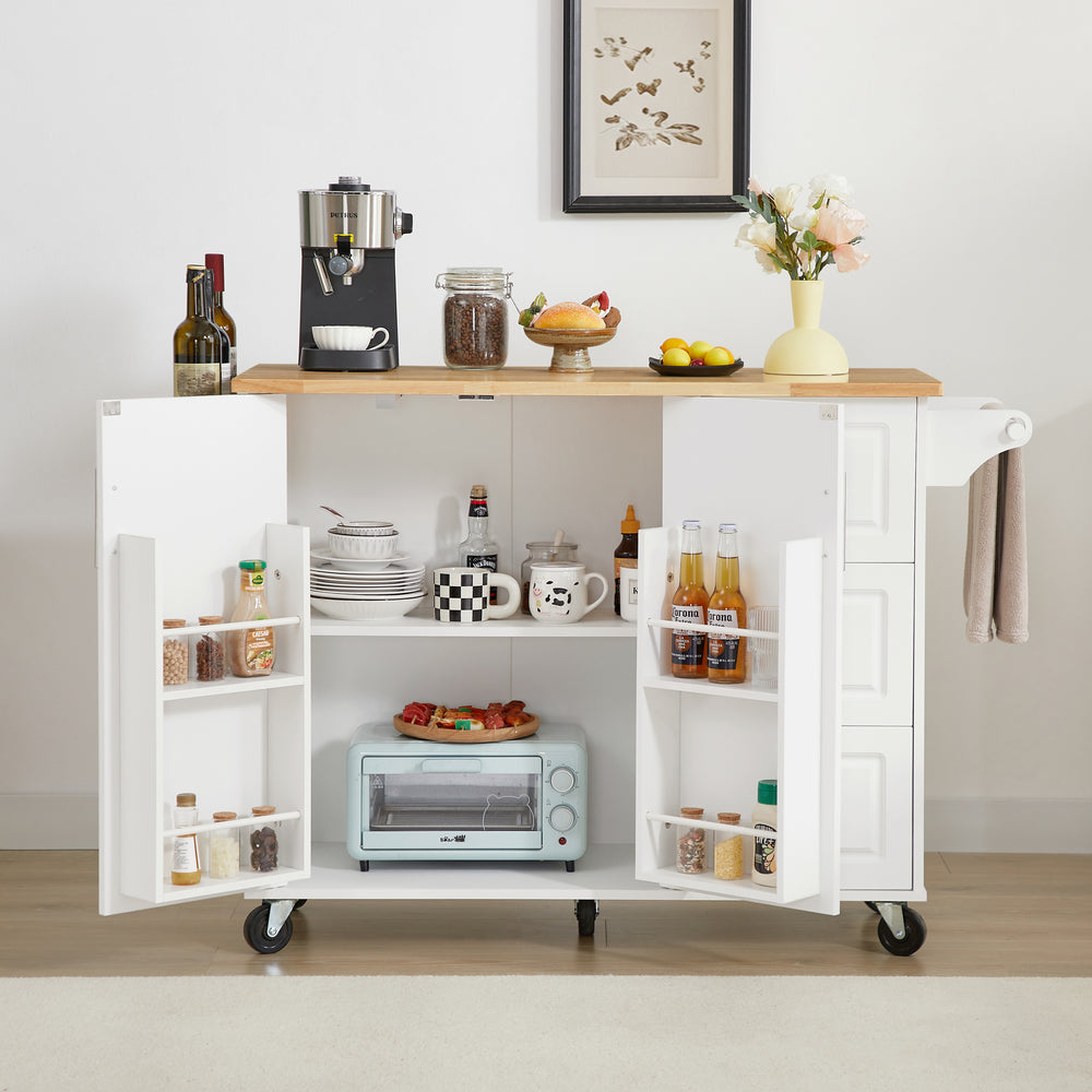 Versatile Rolling Kitchen Island with Drop Leaf и Storage Solutions