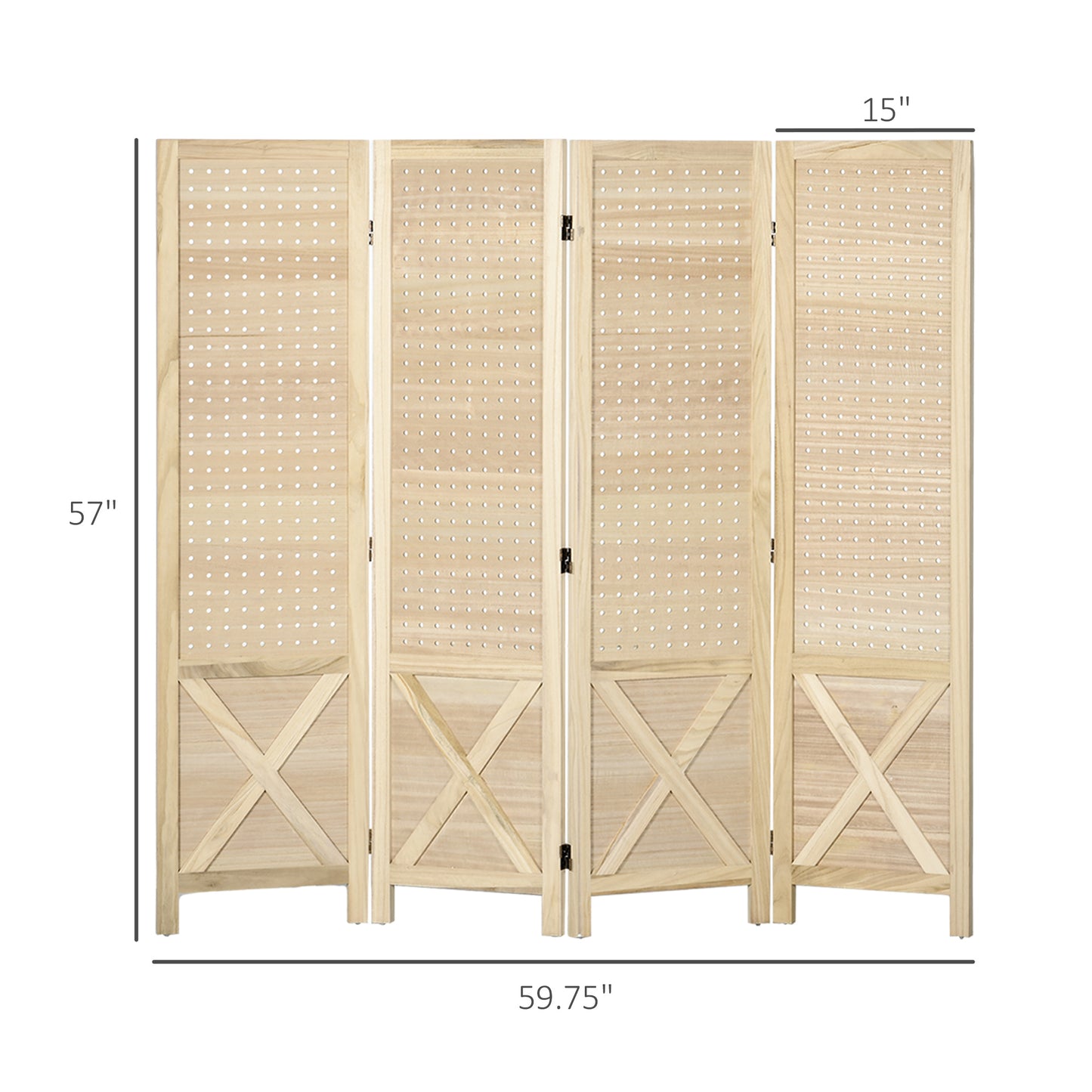 Natural Wood Folding Privacy Screen