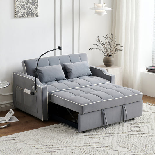 Versatile Velvet Sofa Bed with USB Charging & Adjustable Backrest