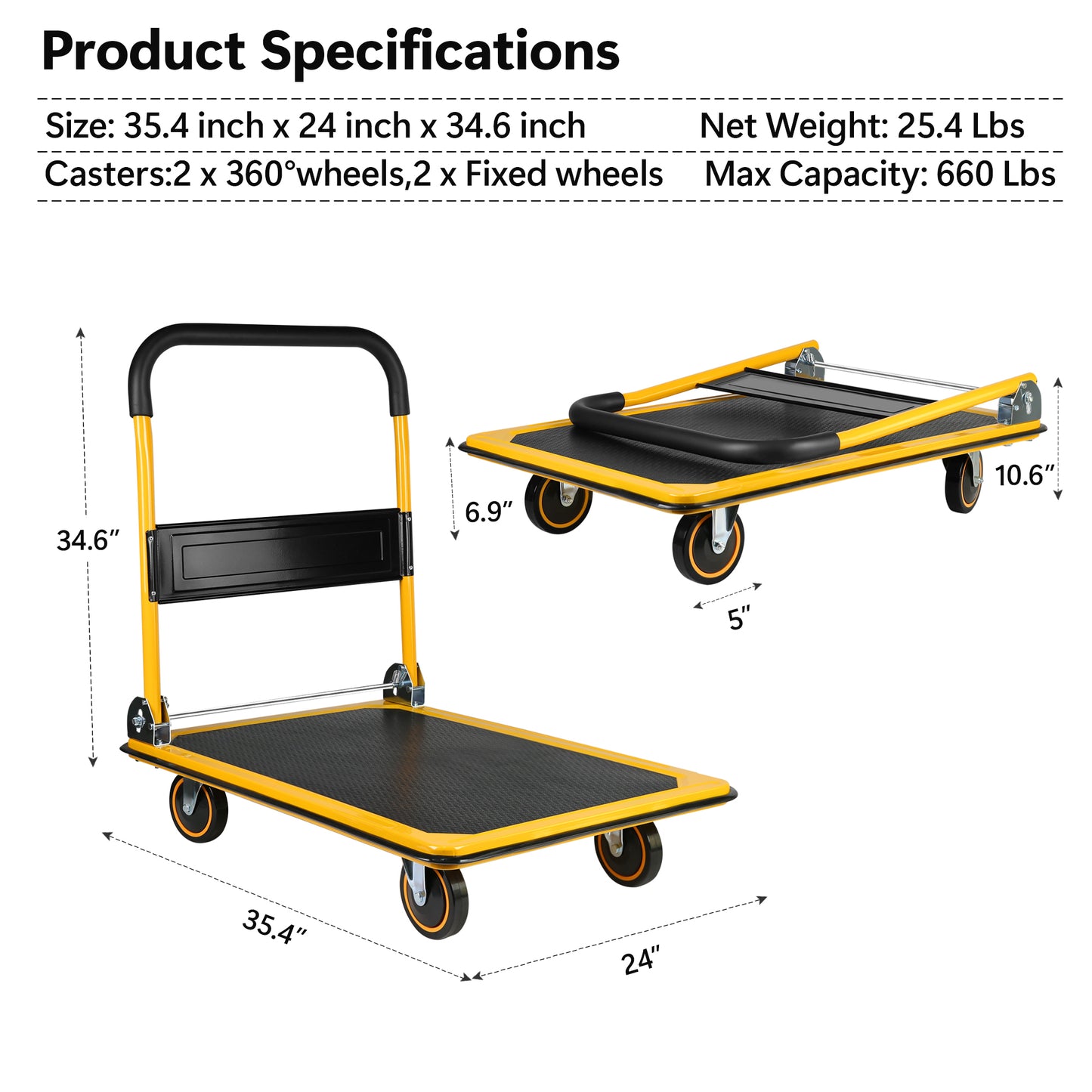 Swivel Master Foldable Dolly - Heavy-Duty Moving Cart