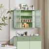 Mint Green Modern Wall Cabinet with Glass Doors