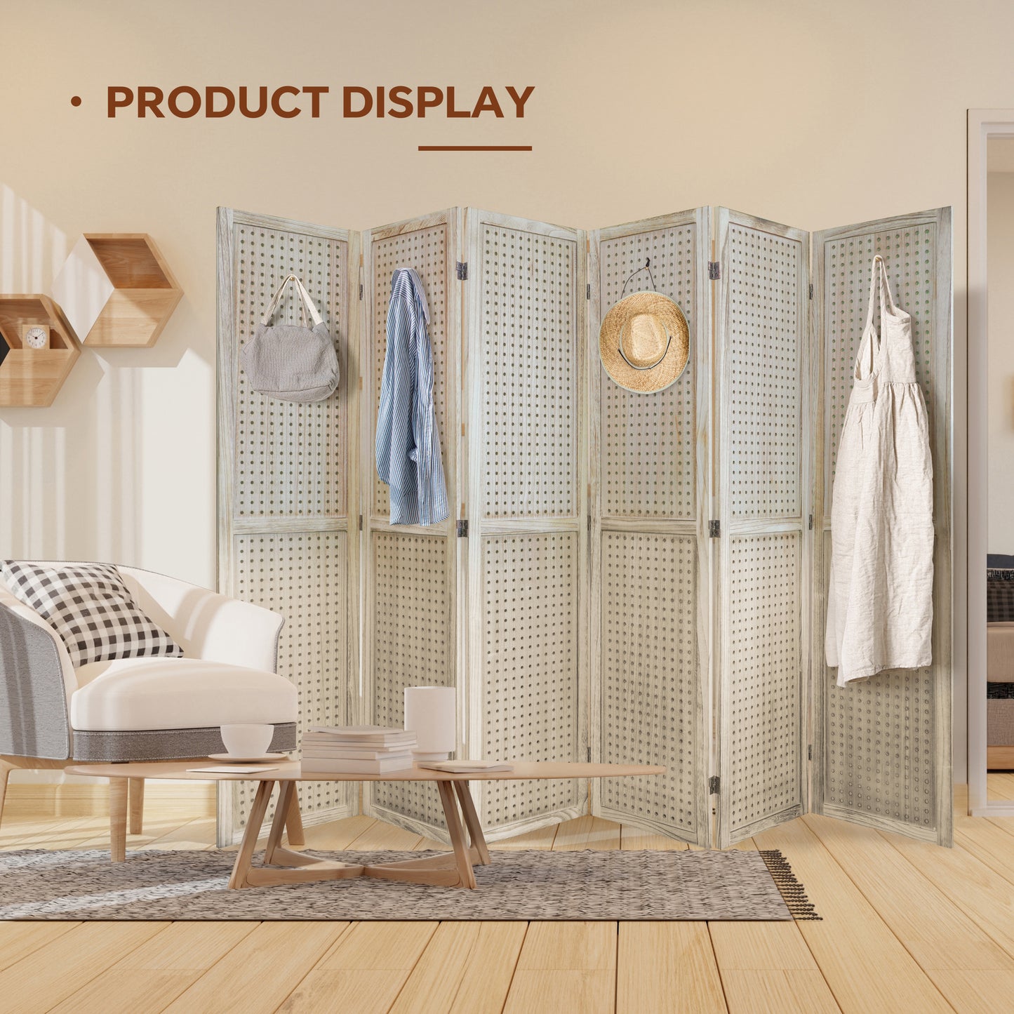 Versatile Wooden Folding Divider & Display Panel