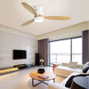 WhisperWind Flush Mount Ceiling Fan with Wood Blades and Remote Light