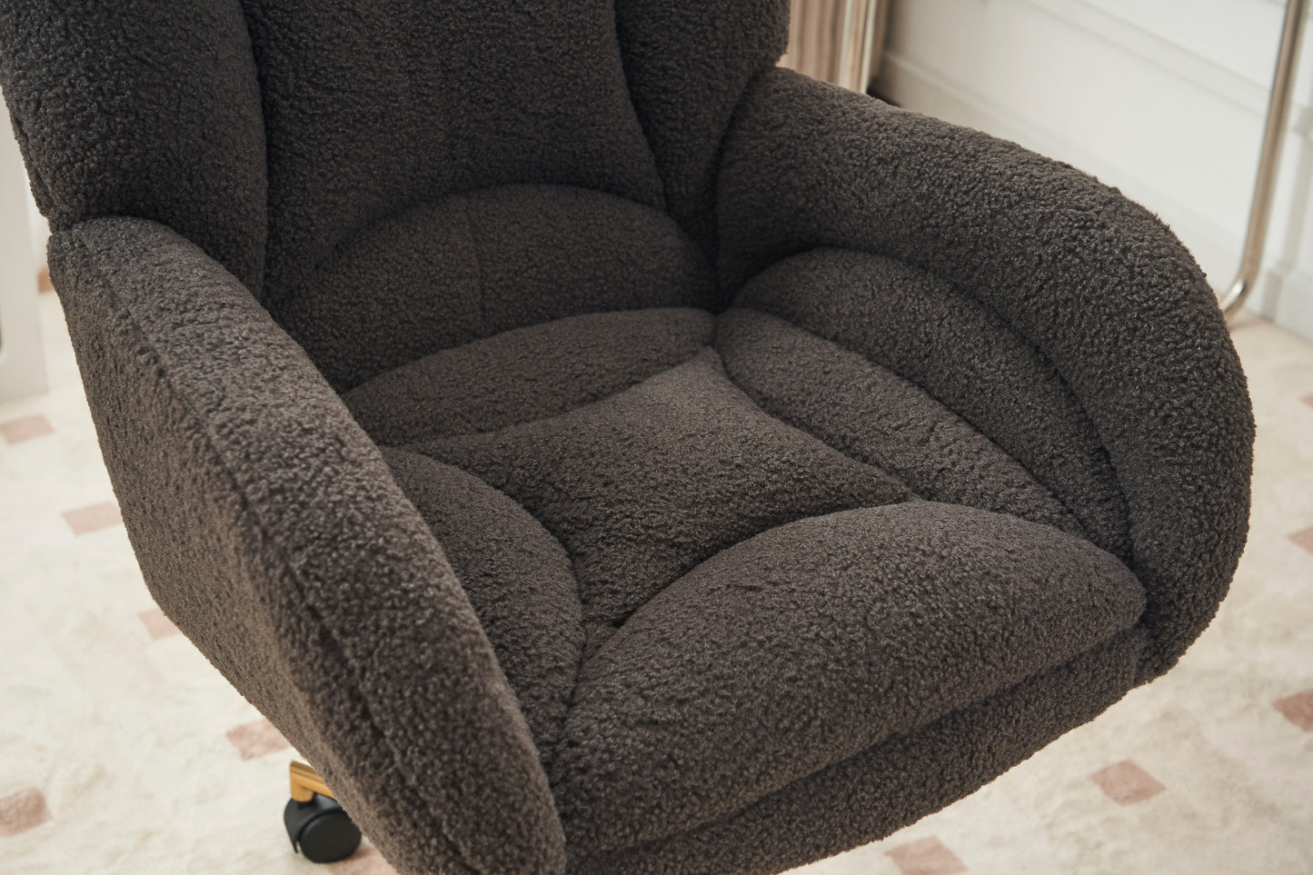 Cozy Swivel Teddy Chair with Gold Base