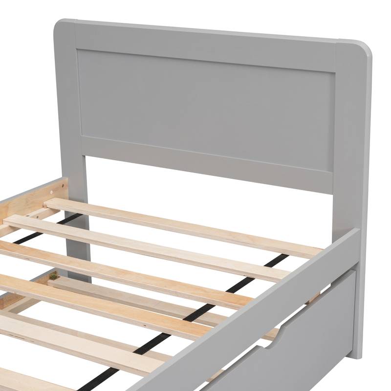Chic Grey Twin Bed with Trundle