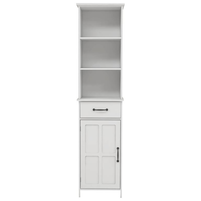 Chic White Floor Cabinet with Drawer and Door