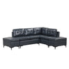 Cozy Blue L-Shaped Corner Sofa with Storage Ottomans