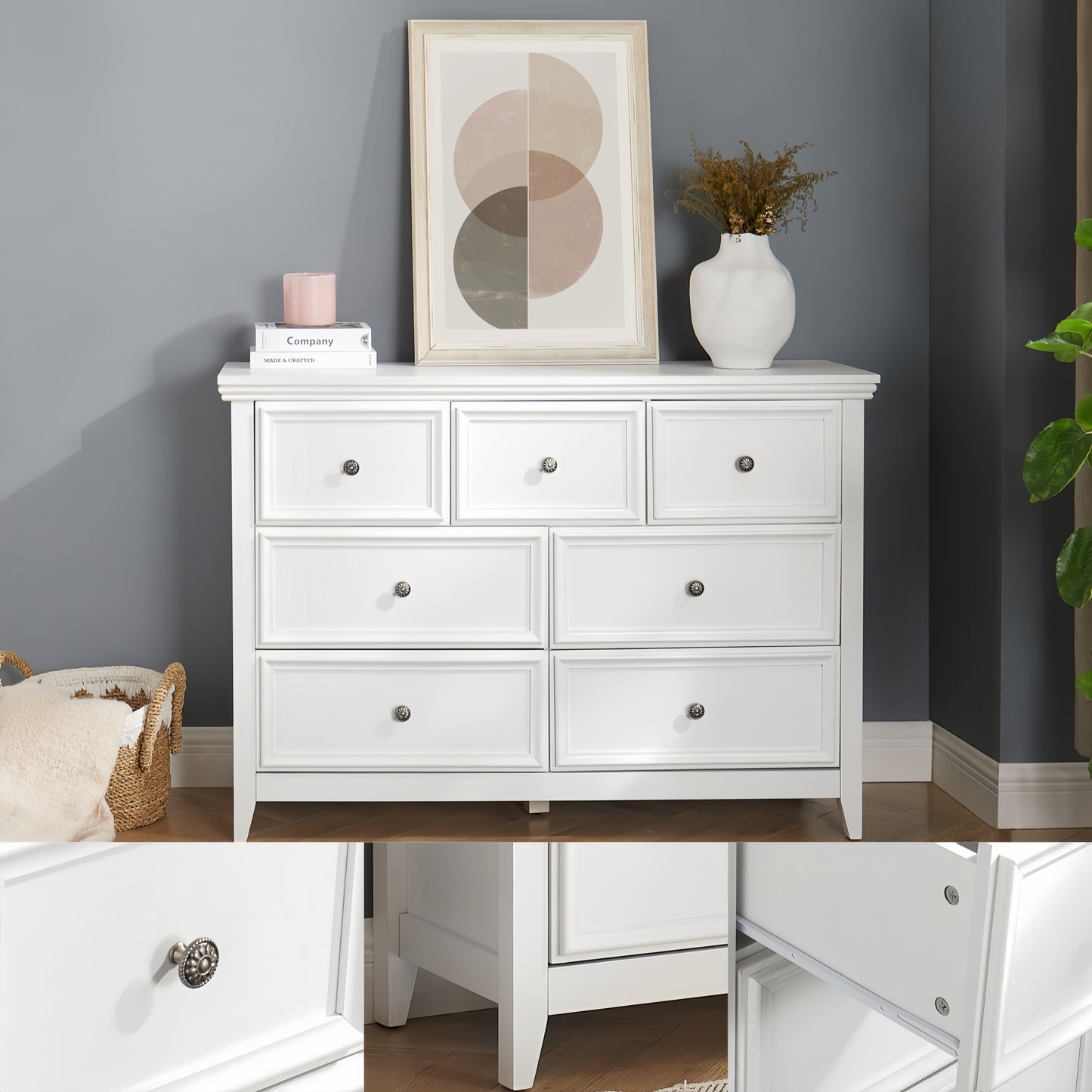 Chic White 7-Drawer Dresser